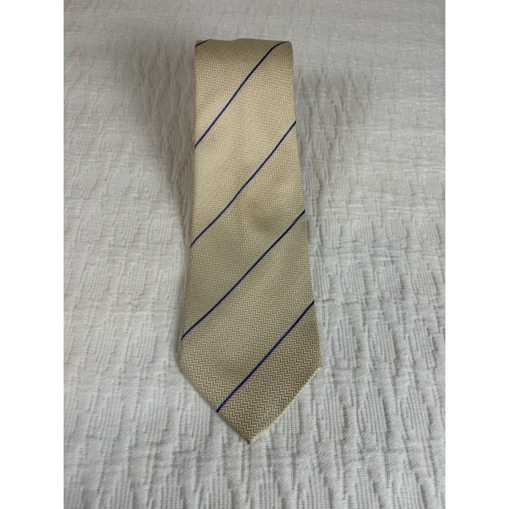 Valentino Men's 100% Silk Striped Necktie Beige